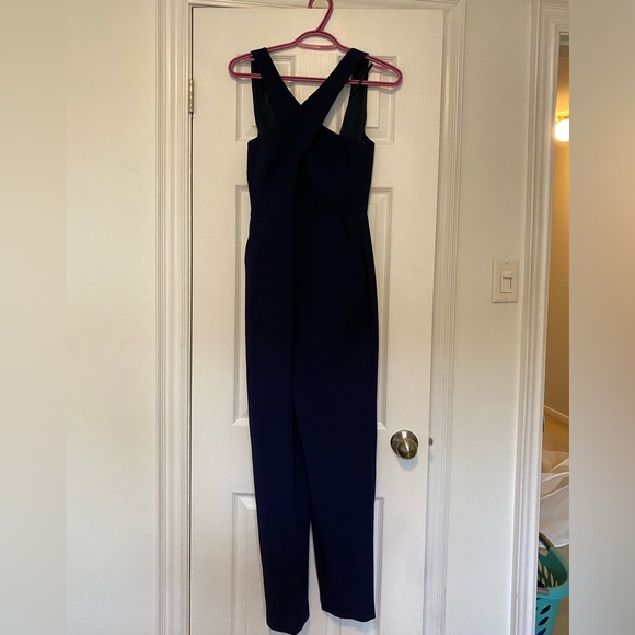 BCBG navy blue jumpsuit size 2 cross cross back - Picture 2 of 3